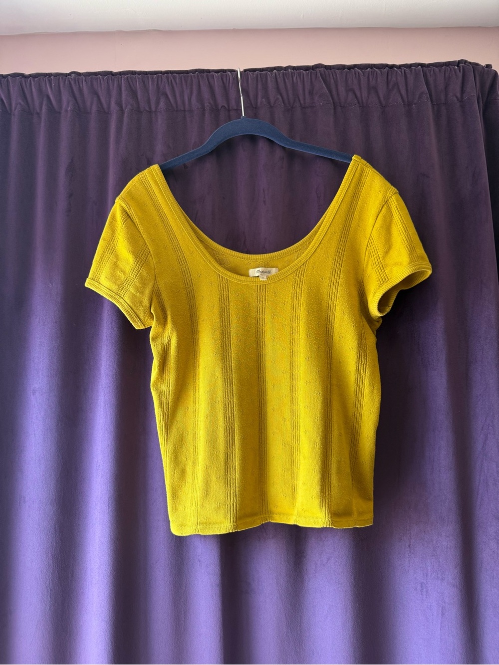Madewell- Scoop Neck Short Sleeve Top in Mustard Yellow